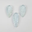 AQUAMARINE Gemstone Carving : 66.50cts Natural Untreated Milky Aqua Hand Carved Leaves 30*14.5mm - 34*14mm 3pcs