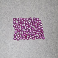 स्टार शीन रूबी रत्न कैबोचोन: 30.30cts प्राकृतिक अनुपचारित रूबी गोल आकार कैबोचोन 4mm 65pcs