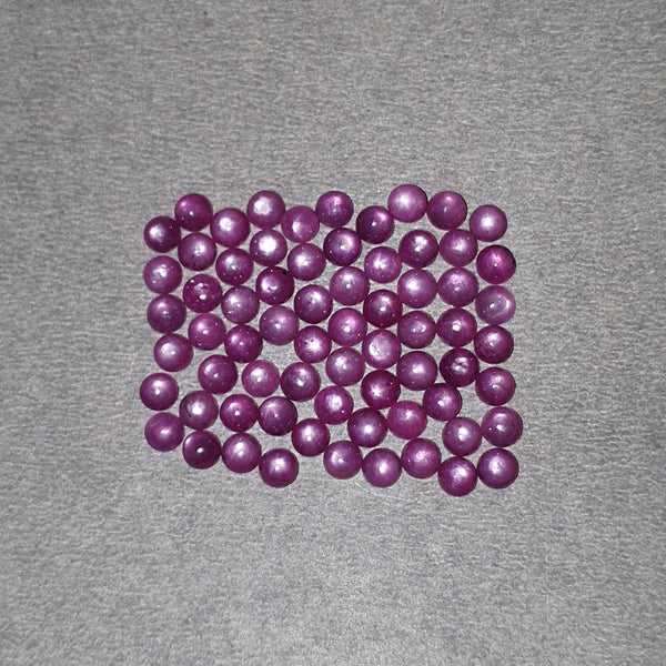 Star Sheen Ruby Gemstone Cabochon : 30.80cts Natural Untreated Sheen Round Shape Cabochon 4mm 68pcs