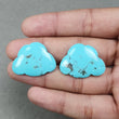 Blue TURQUOISE Gemstone Carving : 33.10cts Natural Untreated Sleeping Beauty Turquoise Hand Carved Cloud 29.5*22.5mm Pair