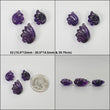Amethyst Gemstone Carving : Natural Untreated Purple Amethyst Hand Carved Uneven Shape Leaves 3pcs Set