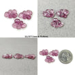 Tourmaline Gemstone Carving : Natural Untreated Rubellite Pink Tourmaline Hand Carved Drilled Flower 3pcs Sets
