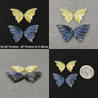 Labradorite & Yellow Opal Gemstone Carving : Natural Untreated Unheated Hand Carved Butterfly 2Pair Sets