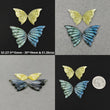 Labradorite & Yellow Opal Gemstone Carving : Natural Untreated Unheated Hand Carved Butterfly 2Pair Set