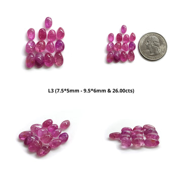 Burmese Ruby Gemstone Cabochon : Natural Untreated Unheated  Ruby Uneven Shape Tumble Lots