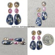 Sapphire Gemstone Rose & Step Cut : Natural Untreated Unheated Multi Sapphire Bi-Color Oval Hexagon Shape 6pcs Sets