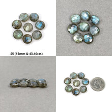 Labradorite Gemstone Checker Cut : Natural Untreated Rainbow Flashing Labradorite Round Shape Briolette Set For Jewelry