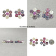 MULTI SAPPHIRE Gemstone Carving : Natural Untreated Unheated Sapphire Hand Carved Round Flowers 14pcs Set
