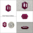 RUBY Gemstone Step Cut : Natural Glass Filled Red Ruby Hexagon Shape