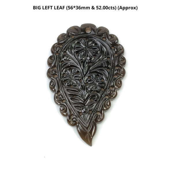 SMOKY QUARTZ Gemstone LEAF Carving : Natural Untreated Unheated Quartz Gemstone Hand Carved Leaves In Small Medium Large Sizes