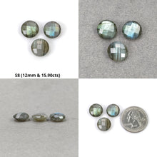 Labradorite Gemstone Checker Cut : Natural Untreated Rainbow Flashing Labradorite Round Shape Set For Jewelry