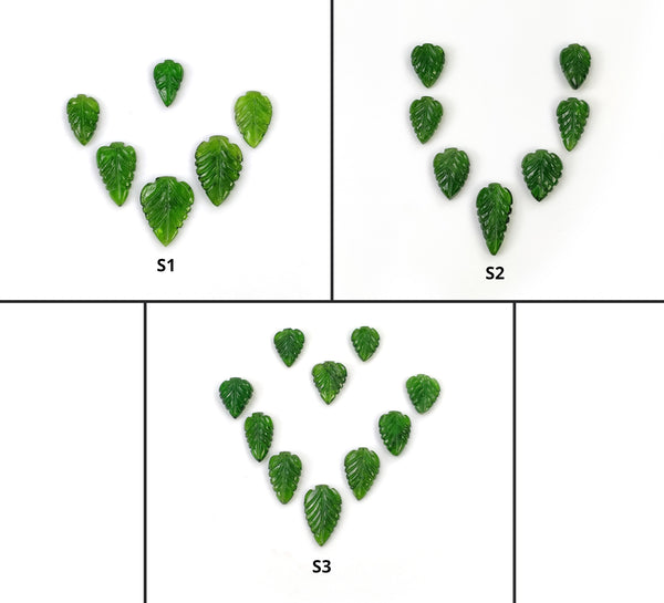 CHROME DIOPSIDE Gemstone Carving : Natural Green Diopside Hand Carved Leaves 6pcs 7pcs 10pcs