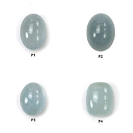 नीला एक्वामरीन रत्न कैबोचोन: प्राकृतिक अनुपचारित एक्वामरीन अंडाकार कुशन आकार कैबोचोन