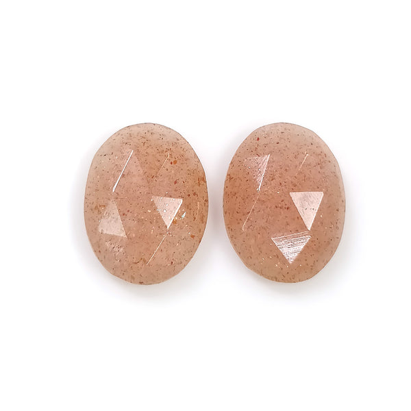 6.90cts Natural Untreated BROWN MOONSTONE Gemstone Rose Cut Oval Shape 13*10*4(h) Pair For Earring