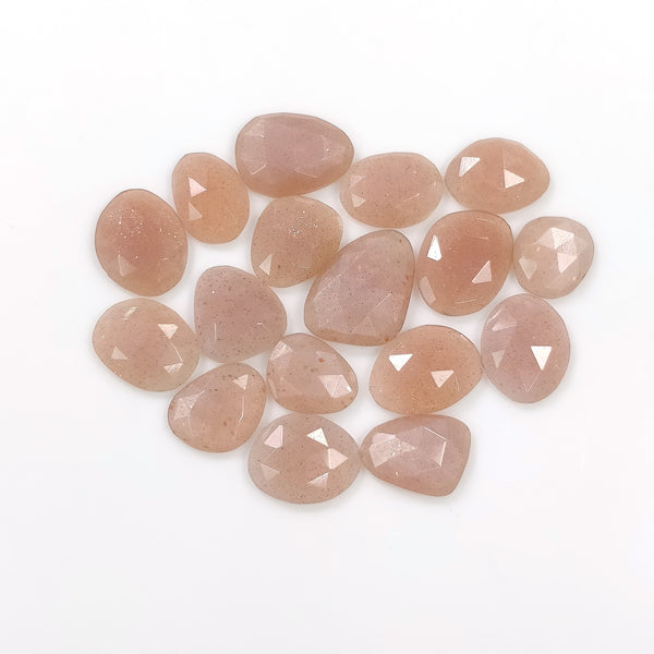 67.70cts Natural Untreated BROWN MOONSTONE Gemstone Rose Cut Uneven Shape 12*10mm*3.5(h) - 18*13mm*4(h) 17pcs Lot For Jewelry