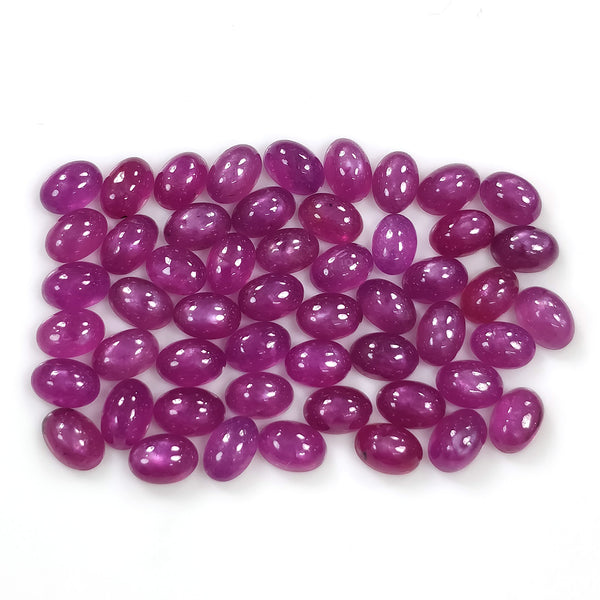 Raspberry SAPPHIRE Gemstone Cabochon September Birthstone : 40.30cts Natural Untreated Sheen PINK Sapphire Oval Shape Cabochon 6*4mm 52pcs