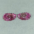 Rubellite TOURMALINE Gemstone Carving : 24.48cts Natural Untreated Pink Tourmaline Hand Carved Floral Carving  23.5*16mm Pair (With Video)