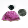 59.40cts Natural Untreated PINK BLACK TOURMALINE Gemstone Hand Carved Uneven Cushion Shapes 15mm & 32*52mm 2pcs