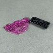 76.82cts Natural Untreated PINK BLACK TOURMALINE Gemstone Hand Carved Uneven Baguette Shapes 30*51mm & 32*16mm 2pcs