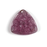 Rubellite TOURMALINE Gemstone Carving : 25.86cts Natural Untreated Pink Tourmaline Hand Carved Triangle Shape 25mm (With Video)
