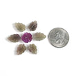 MULTI SAPPHIRE Gemstone Carving  : 27.40cts Natural Untreated Sapphire Hand Carved Flower & Leaves 13mm - 14*10mm 7pcs
