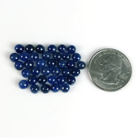 30.00cts प्राकृतिक अनुपचारित नीला नीलम रत्न गोल आकार काबोचोन सितंबर जन्म का पत्थर 5 मिमी 36 पीस