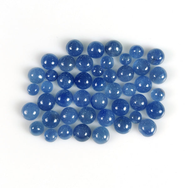 27.00cts Natural Untreated BLUE SAPPHIRE Gemstone Round Shape Cabochon September Birthstone 3.5mm - 5mm 46pcs
