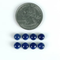 10.50cts प्राकृतिक अनुपचारित नीला नीलम रत्न गोल आकार काबोचोन सितंबर जन्म का पत्थर 6 मिमी 8 पीस