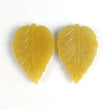 43.50cts Natural Untreated Yellow AVENTURINE Gemstone Hand Carved Leaves 37*25mm Pair