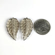 SMOKY QUARTZ Gemstone Carving : 28.00cts Natural Untreated Quartz Hand Carved Leaves 34*19mm Pair