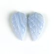 17.00cts Natural Untreated Botswana Striped Blue AGATE Gemstone Hand Carved LEAVES 25*14mm Pair