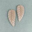 BROWN MOONSTONE Gemstone Carving : 31.50cts Natural Untreated Moonstone Hand Carved Leaves 39*17mm Pair