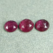 Pinkish Red RUBY Gemstone Cut July Birthstone : 7.50cts Natural Ruby Round Shape Rose Cut 8mm - 9mm 3pcs