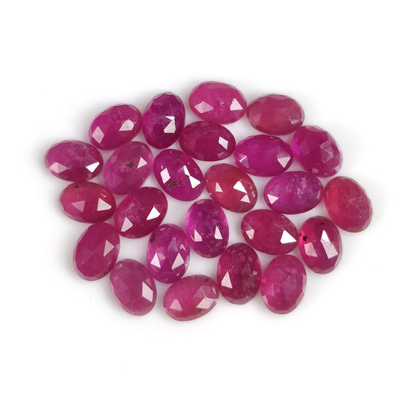 Pinkish Red RUBY Gemstone Cut July Birthstone : 24.50cts Natural Ruby Oval Shape Rose Cut 7*5mm 24pcs