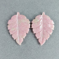 48.50cts Natural Untreated PEACH AVENTURINE Gemstone Hand Carved Indian Leaves 38*21mm Pair