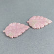 48.50cts Natural Untreated PEACH AVENTURINE Gemstone Hand Carved Indian Leaves 38*21mm Pair
