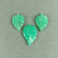 GREEN CHRYSOPRASE Gemstone Carving : 21.50cts Natural Untreated Chrysoprase Both Side Hand Carved Leaves 19*13mm - 22*15mm 3pcs