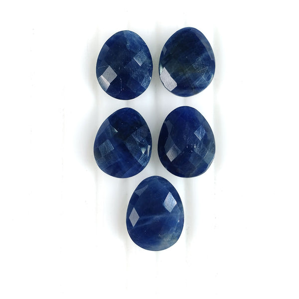 46.05cts Natural Untreated BLUE SAPPHIRE Gemstone Checker Cut Egg Shape Briolette 15*12mm September Birthstone