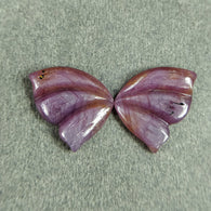 Raspberry Sheen PINK SAPPHIRE Gemstone Carving : 11.00cts Natural Untreated Sapphire Hand Carved BUTTERFLY 16*12mm Pair