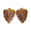 ORANGE SAPPHIRE Gemstone Carving : 28.25cts Natural Untreated Multi Sapphire Hand Carved Leaves 23*18mm Pair