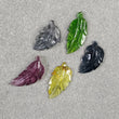 Multi Color TOURMALINE Green CHROME DIOPSIDE Gemstone Carving:16.85ct Natural Gemstones Hand Carved Leaves 17*10mm-22*10mm 5pcs (With Video)