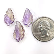 AMETRINE Gemstone Carving : 16.35cts Natural Untreated Yellow Purple Ametrine Hand Carved Leaves 17*10mm - 20*11mm 3pcs