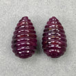 RED RUBY Gemstone Carving : 174.35cts Natural Untreated Unheated Ruby Hand Carved Pear Shape 18*30mm Pair