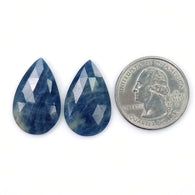 MULTI SAPPHIRE Gemstone Rose Cut : 27.00cts Natural Untreated Unheated Sapphire Pear Shape 25*15mm Pair (With Video)