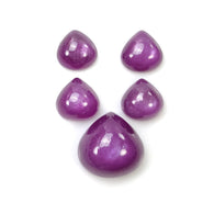 Raspberry Sheen Pink SAPPHIRE Gemstone Cabochon : 21.20cts Natural Untreated Sapphire Heart Shape Cabochon 7.5mm - 12mm 5pcs (With Video)