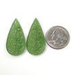 ANTIGORITE SERPENTINE Gemstone Carving : 37.55cts Natural Untreated Green Serpentine Hand Carved Pear Shape 39*20.5mm Pair (With Video)