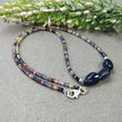 SAPPHIRE Gemstone Necklace Natural Untreated BLUE & MULTI Sapphire Beads Necklace Silver 17.8" Single Strand Women Beaded Necklace (With Video)
