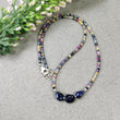 SAPPHIRE Gemstone Necklace : Natural Untreated BLUE & MULTI Sapphire Beads Necklace Silver 17" Single Strand Women Beaded Necklace (With Video)