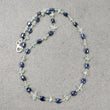BLUE SAPPHIRE EMERALD Gemstones Raw Uncut Beads : Natural Emerald Blue Sapphire Sterling Silver Chain Necklace 17" Gift For Her
