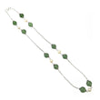 Green SERPENTINE & White PEARL Gemstones Beads Chain NECKLACE : 925 Sterling Silver Natural Round Cabochon 17" Statement Necklace
